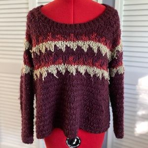 Free People Maroon Boho Sweater